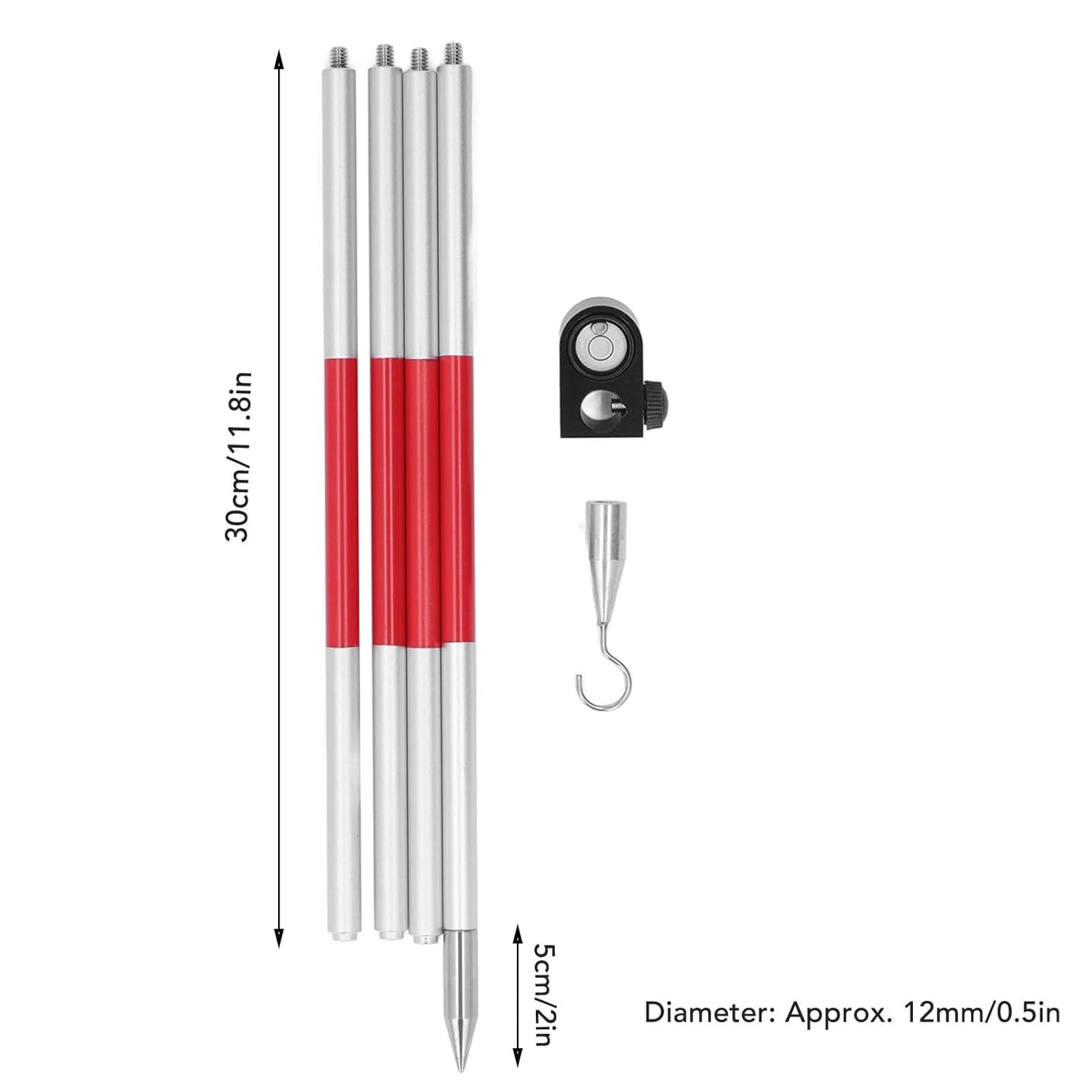 4 Section Universal Prism Pole for Total Station Surveying